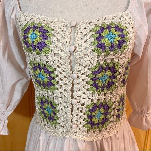 ASOS Design Crochet Smocked Mini Sundress Sz-6 - Picture 7 of 10